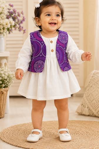 Bandhej jacket frock set