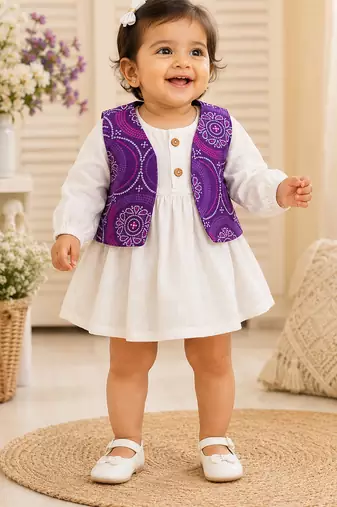 Bandhej jacket frock set