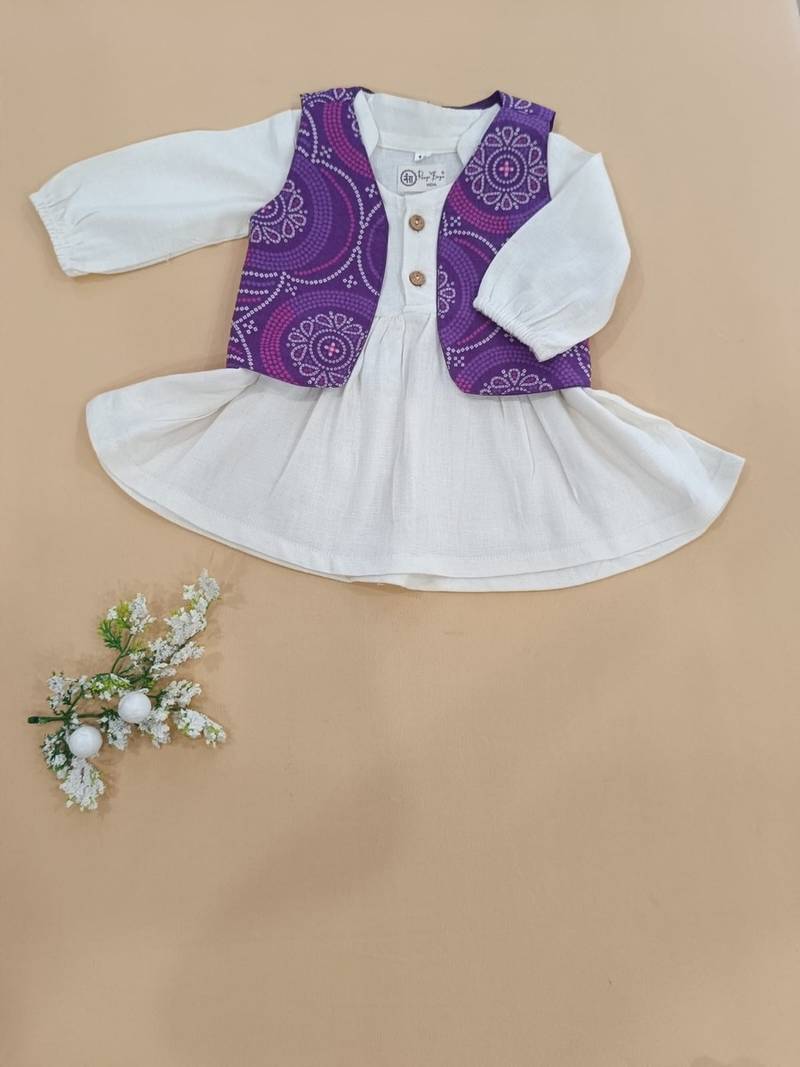Bandhej jacket frock set