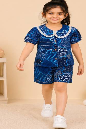 Girls navy abstract set