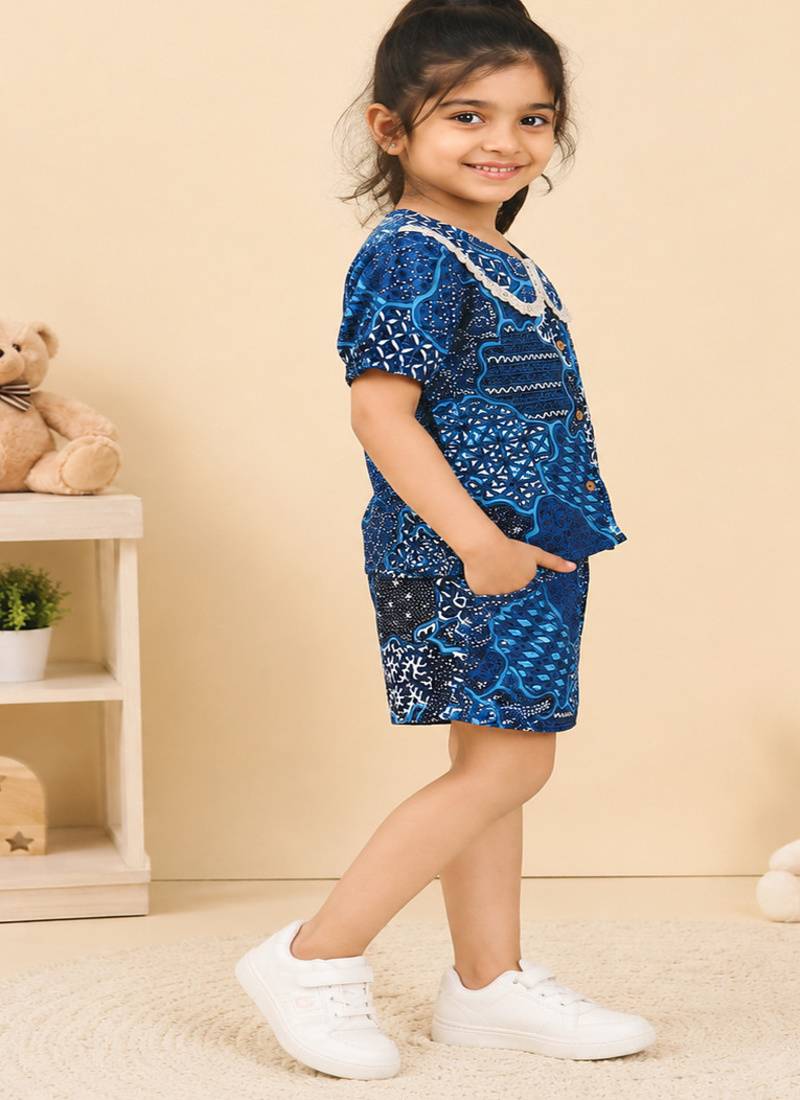 Girls navy abstract set