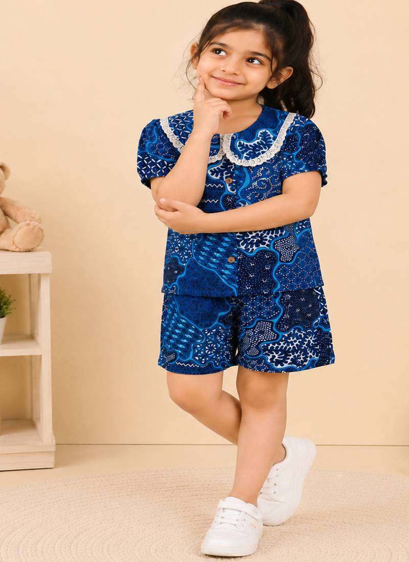 Girls navy abstract set