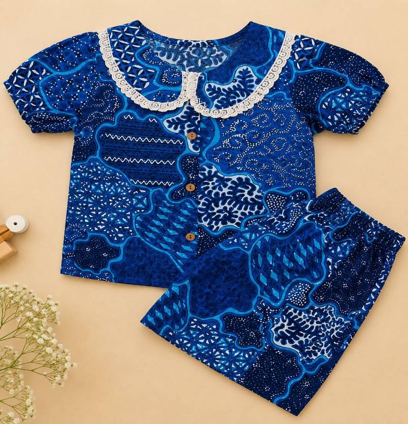 Girls navy abstract set