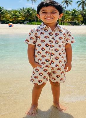 Turban printed boys cord-set 1