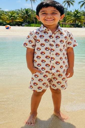 Turban printed boys cord-set