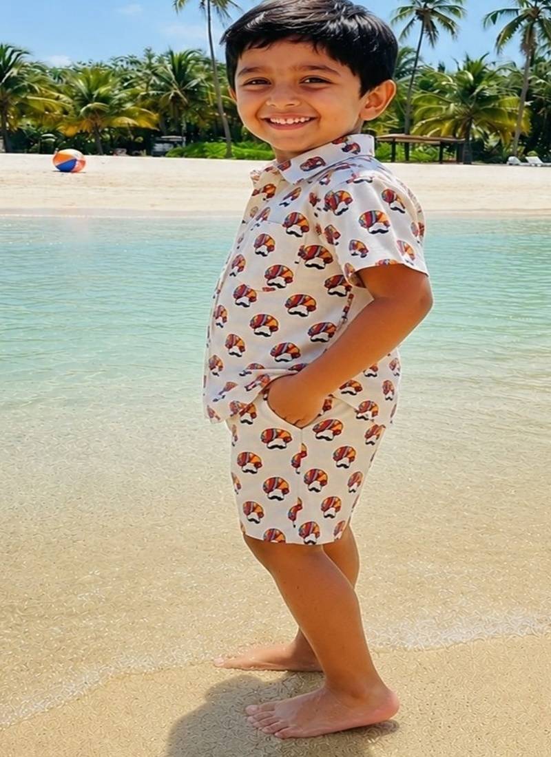 Turban printed boys cord-set