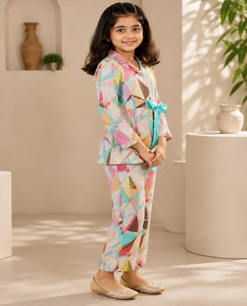 Peach geo co-ord set