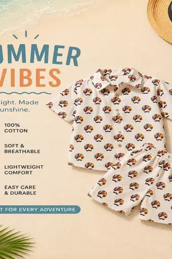 Turban printed boys cord-set