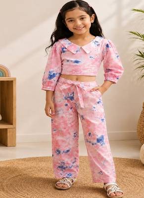 Girls peach tie-dye set 1