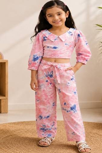 Girls peach tie-dye set
