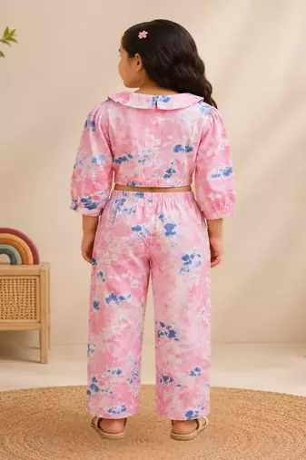 Girls peach tie-dye set