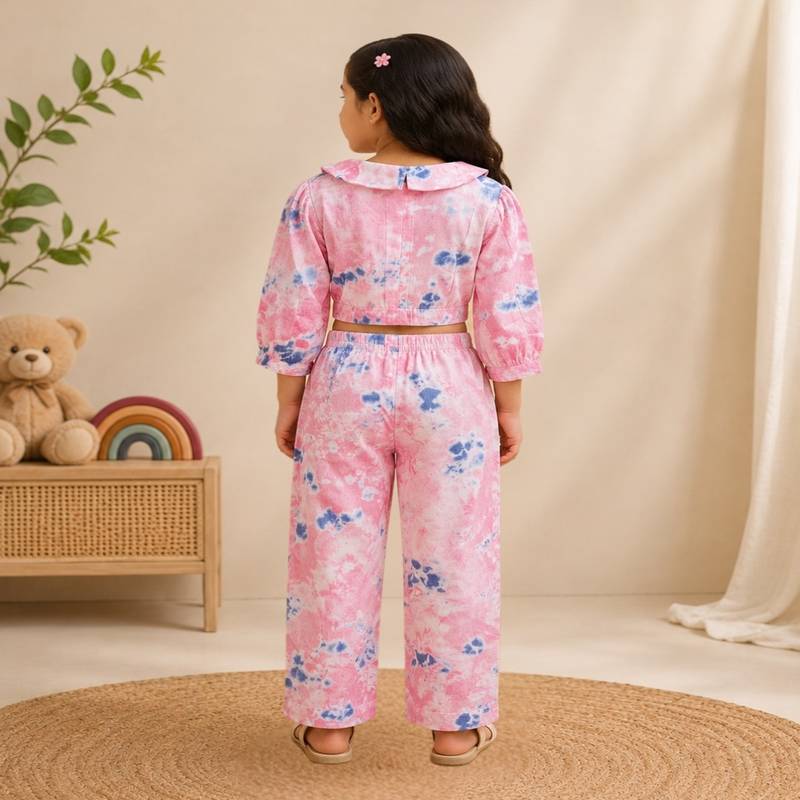 Girls peach tie-dye set
