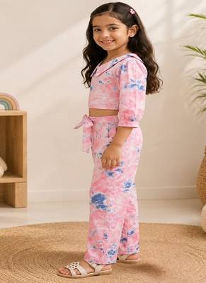 Girls peach tie-dye set 3