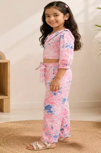Girls peach tie-dye set