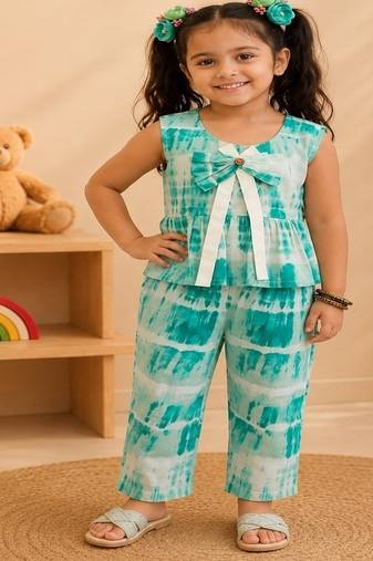 Girls aqua tie-dye co-ord