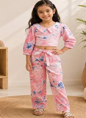 Girls peach tie-dye set 4