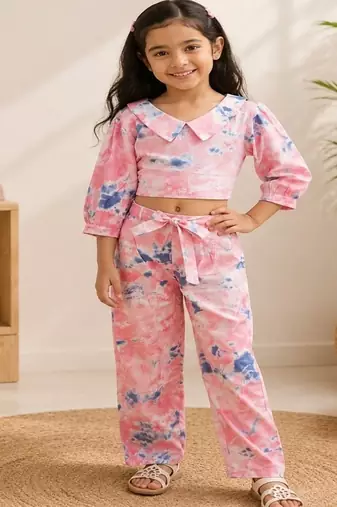 Girls peach tie-dye set