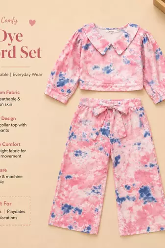 Girls peach tie-dye set