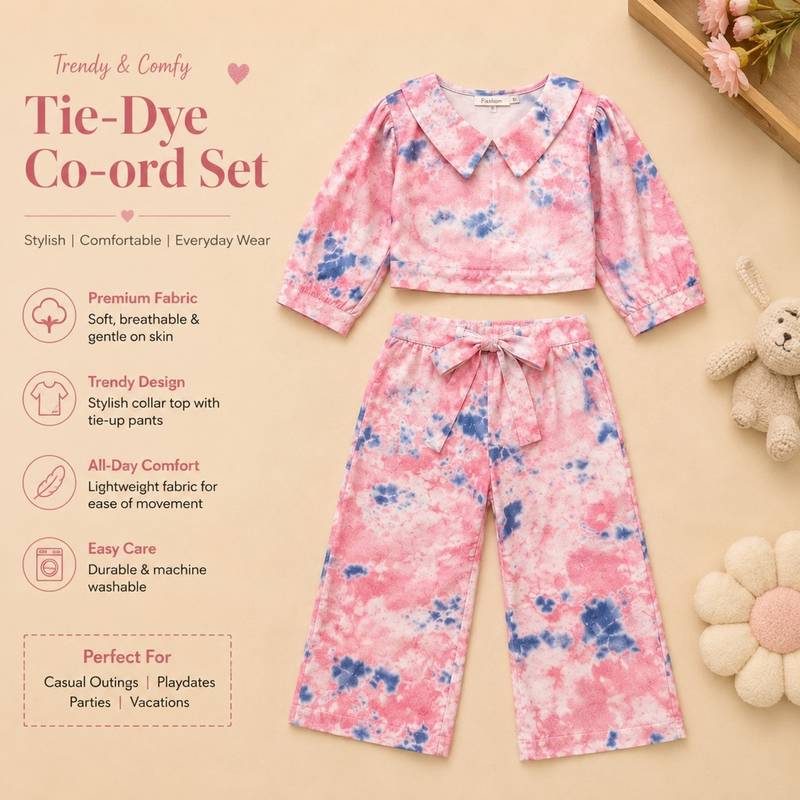 Girls peach tie-dye set