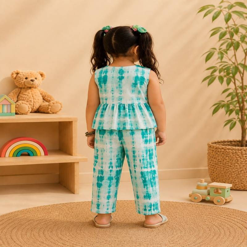 Girls aqua tie-dye co-ord