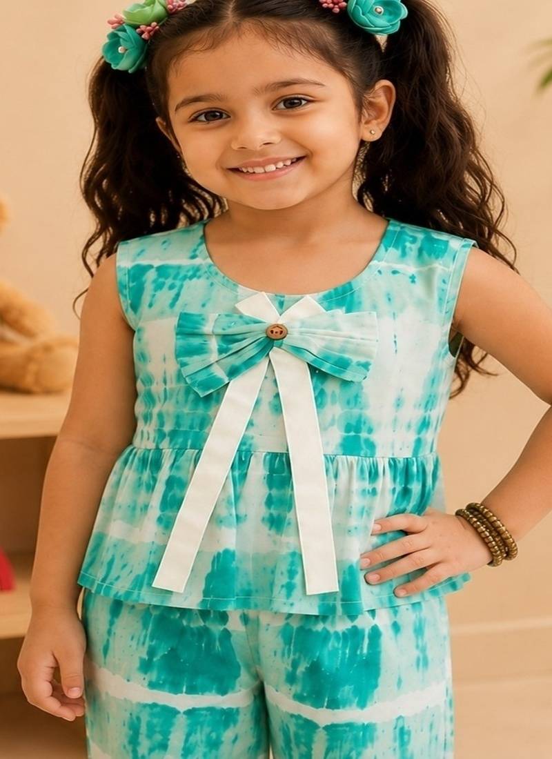 Girls aqua tie-dye co-ord