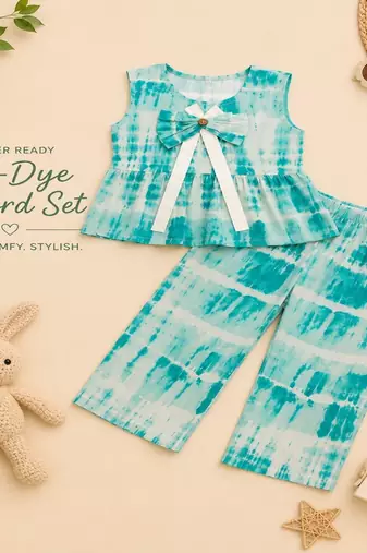 Girls aqua tie-dye co-ord