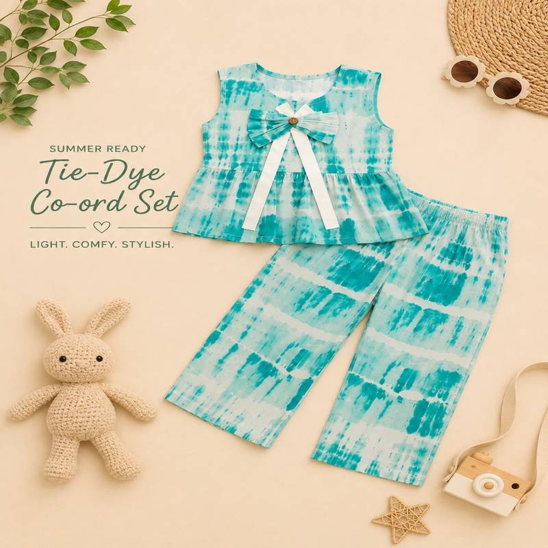 Girls aqua tie-dye co-ord