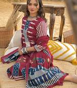 Women Ethnic Motifs Printed Regular Mirror Work Pure Cotton Kurta with Trousers & With Dupatta
