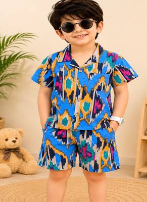 Boys blue ikkat co-ord 1