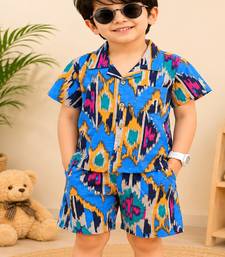 Boys blue ikkat co-ord