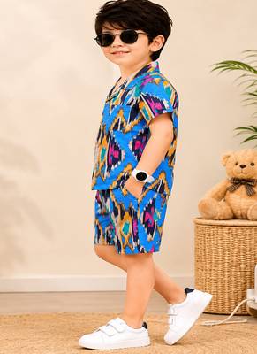Boys blue ikkat co-ord 2