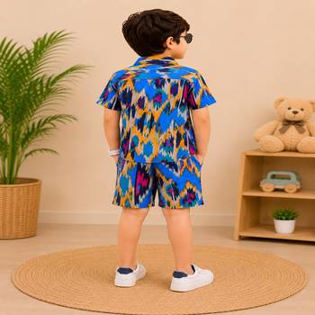 Boys blue ikkat co-ord 3