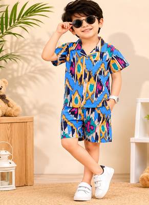 Boys blue ikkat co-ord 4