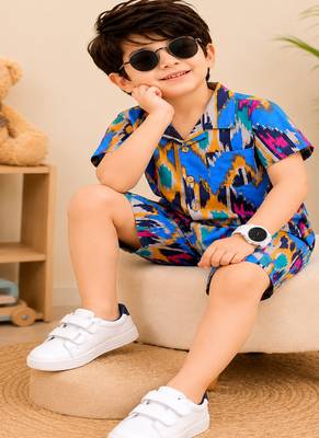 Boys blue ikkat co-ord 5