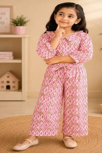 Pink ikat girls co-ord set