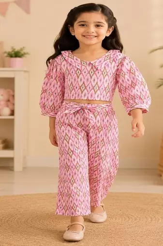 Pink ikat girls co-ord set