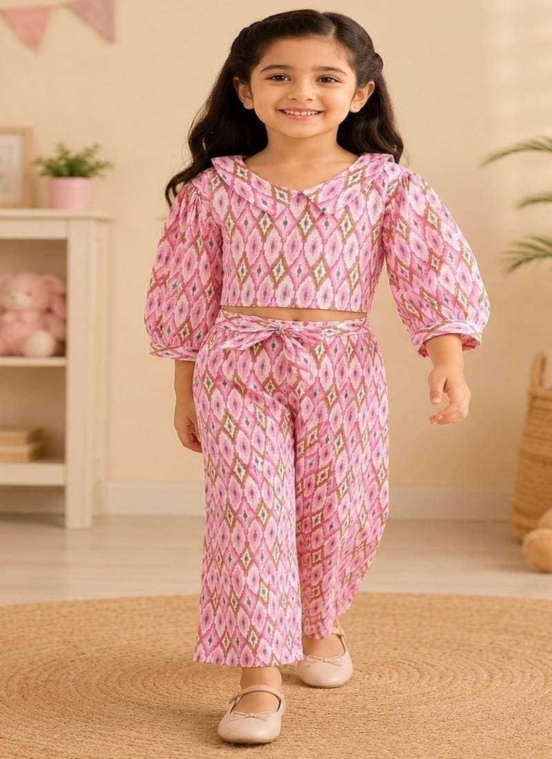 Pink ikat girls co-ord set