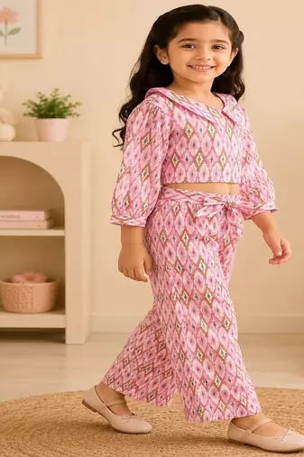 Pink ikat girls co-ord set