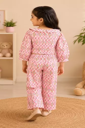 Pink ikat girls co-ord set