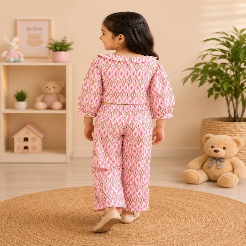 Pink ikat girls co-ord set