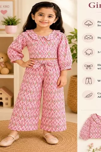 Pink ikat girls co-ord set