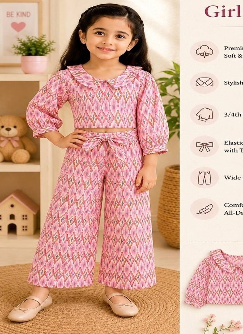 Pink ikat girls co-ord set