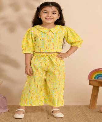 Girls yellow polka co-ords 1