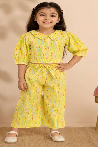 Girls yellow polka co-ords