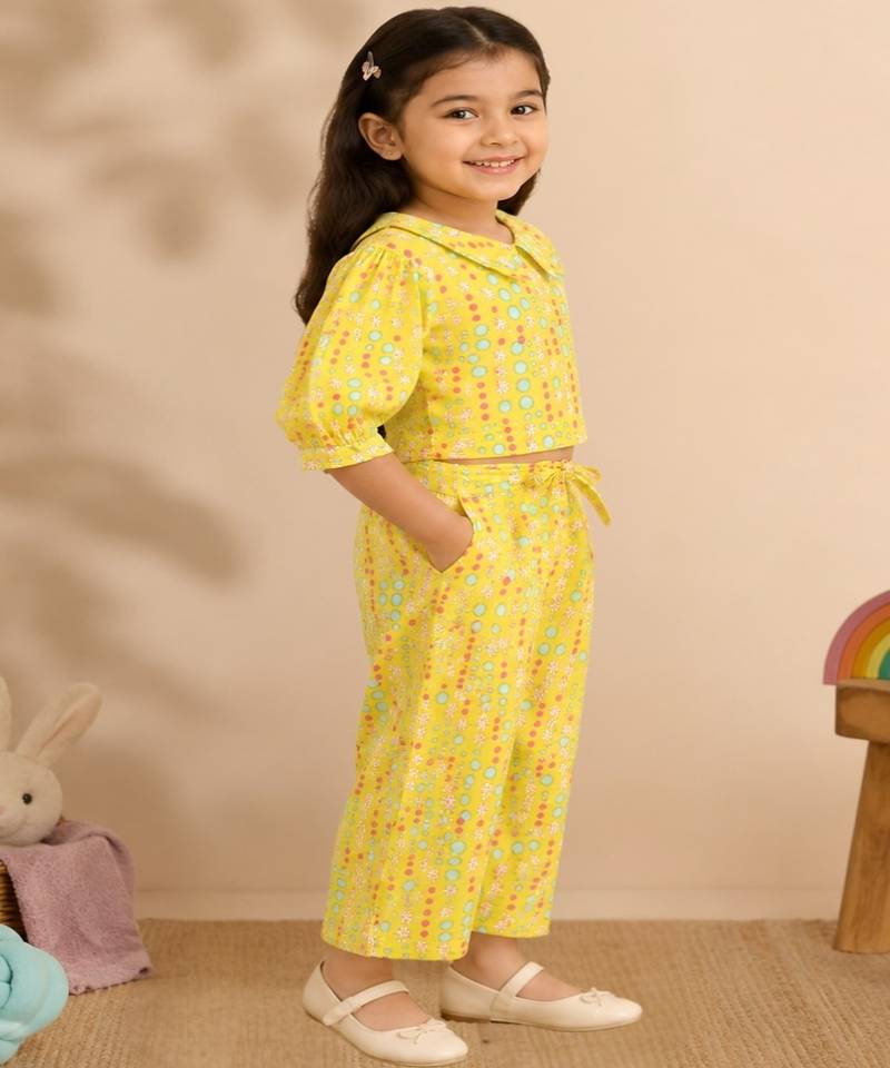 Girls yellow polka co-ords