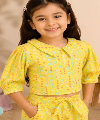 Girls yellow polka co-ords 4