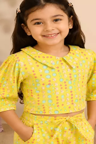 Girls yellow polka co-ords