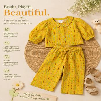 Girls yellow polka co-ords 5