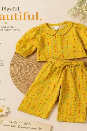 Girls yellow polka co-ords
