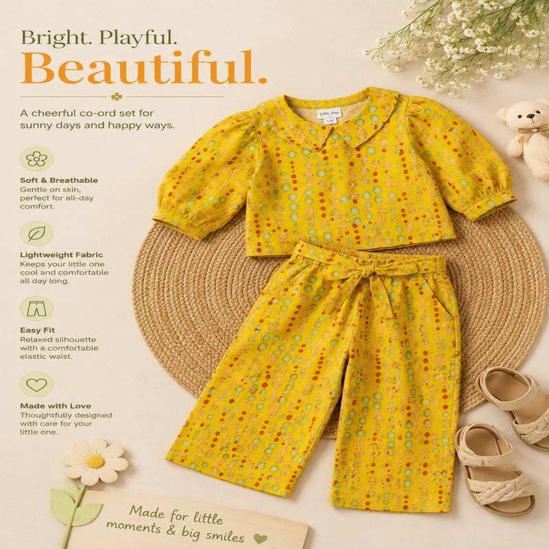 Girls yellow polka co-ords